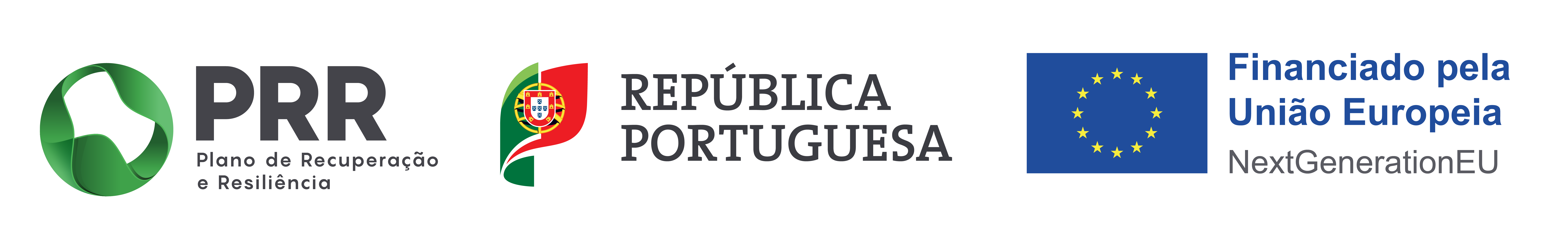 Barra de logos: Plano de Recuperação e Resiliência-PPR, República Portuguesa, Financiado pela União Europeia-NextGenerationEU